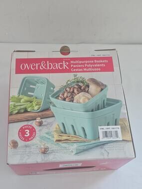 Over&Back Multipurpose Stoneware Berry Baskets 3-piece Green